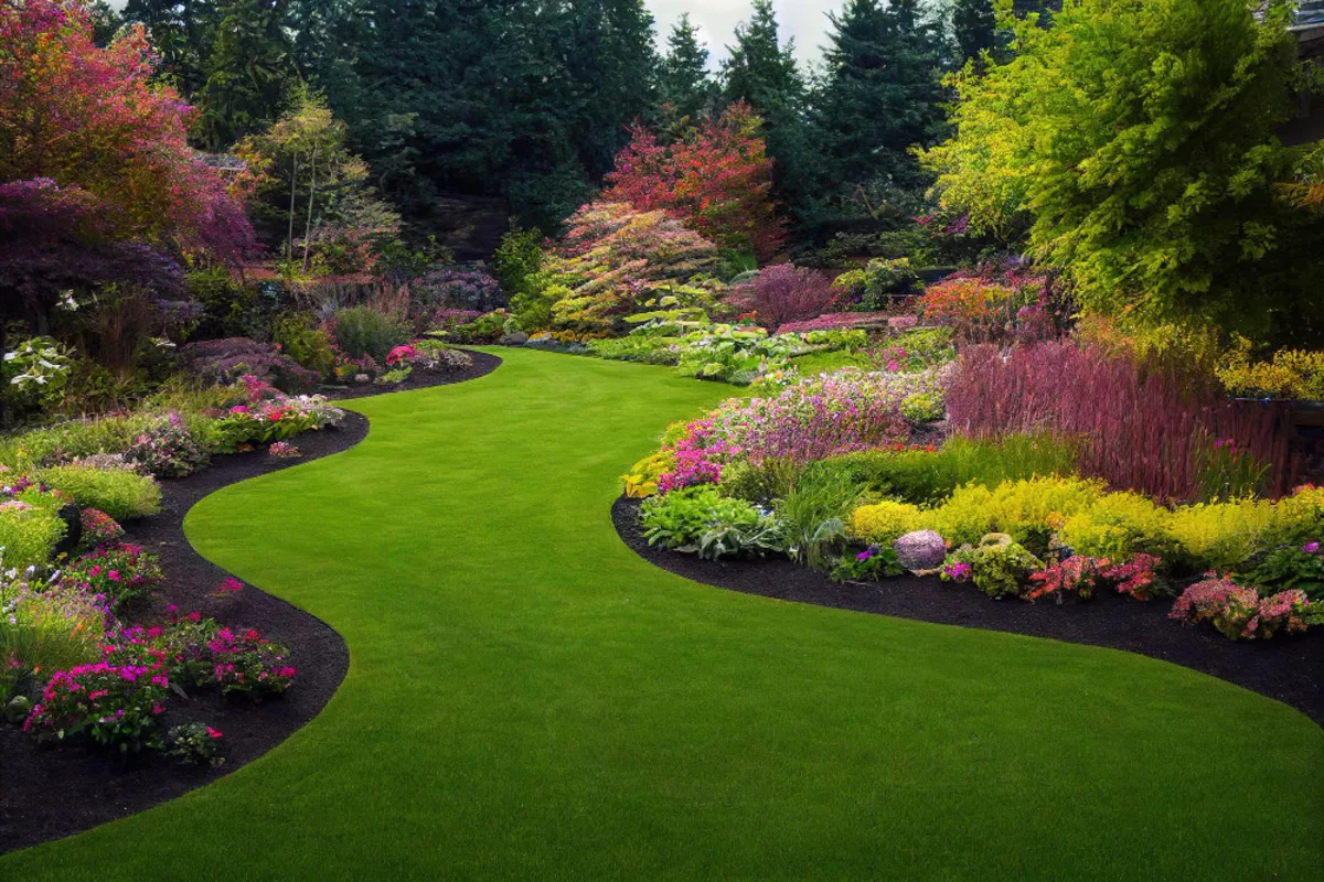 Custom landscape design with layered beds in Greenville, NC
